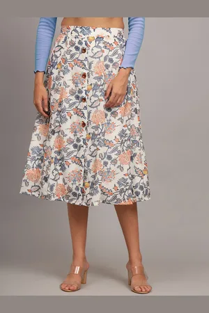 CHARMGAL Printed Flared Midi Skirt