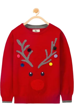 Cherry Crumble Boys Red Printed Pullover Sweater