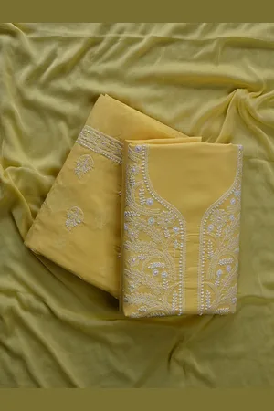 Seva Chikan Floral Lucknowi Chikankari Embroidered Unstitched Dress Material
