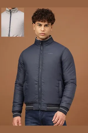 Richlook Men Mock Collar Solid Casual Padded Reversible Jacket