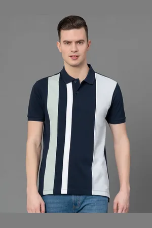 Red Tape Striped Polo Collar Pure Cotton T-shirt