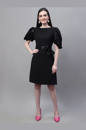 MARC LOUIS Women Round Neck Fit & Flare Knee Length Dress