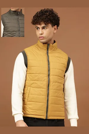 Richlook Men Mock Collar Solid Casual Padded Reversible Jacket