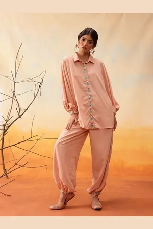 indo street Embroidered Shirt With Trousers