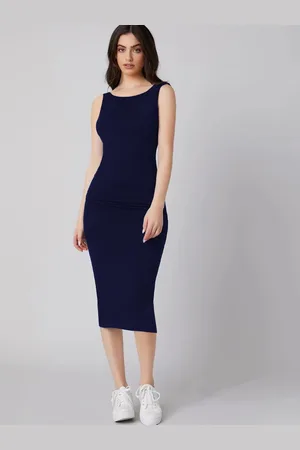 BAESD Women Boat Neck Sleeveless Bodycon Midi Dress