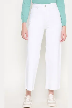 MADAME Women Wide Leg Slash Knee Jeans