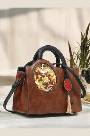 EXOTIC Women Textured Structured Leather Handheld Bag