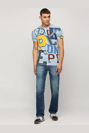 Pepe Jeans Men Blue Typography Printed Pure Cotton Pockets Slim Fit T-shirt