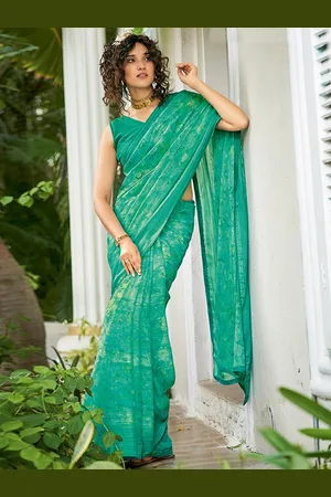 Sanskar Women Abstract Printed Saree With Blouse Piece