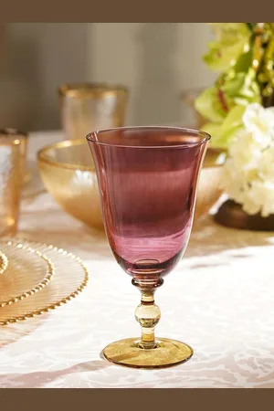 Pure Home and Living Burgundy 2 Pieces Textured Dishwasher Safe Wine Glasses 350ml