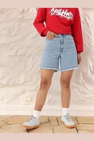 DressBerry Women Street Cool Frayed Denim Shorts