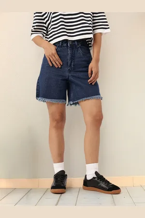 DressBerry Women Urban Vibe Frayed Denim Shorts