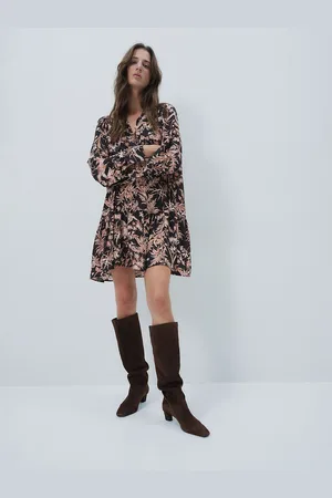 H&M Printed Tie-Neck Dress