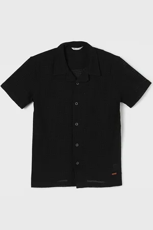 Lifestyle Boys Cuban Collar Textured Cotton Casual Shirt