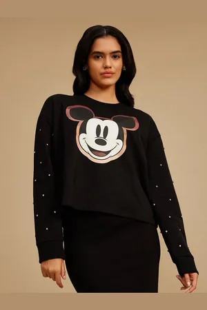 Kazo Women Graphic Printed Round Neck Cotton Pullover Sweatshirt