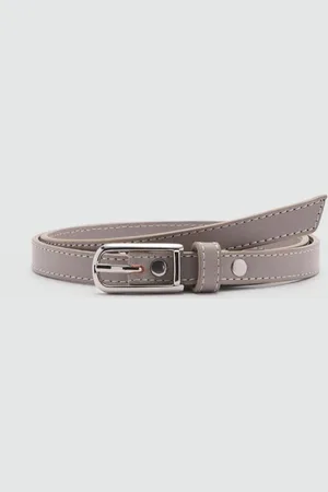 MANGO Women Slim Leather Belt