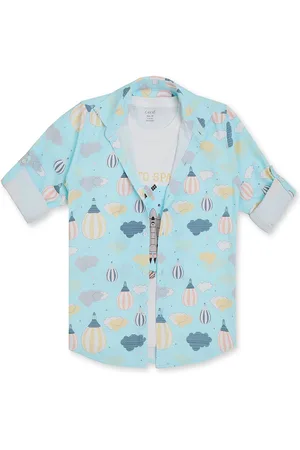 CAVIO Boys Spread Collar Graphic Printed Cotton Casual Shirts & T-Shirt
