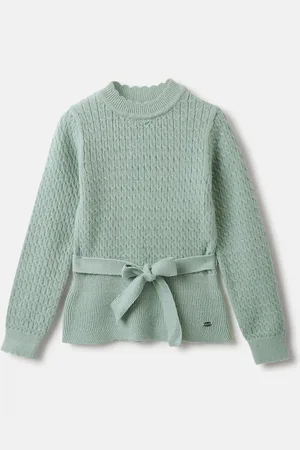 Elle Girls Self Design Mock Neck Long Sleeves Pullover Sweaters