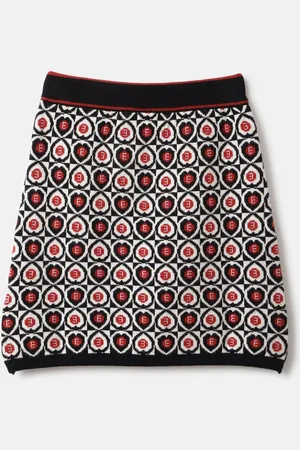Elle Girls Geometric Printed Monochrome A-Line Skirt