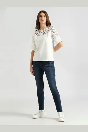 Pepe Jeans Extended Sleeves Lace Inserts Detail Pure Cotton Top