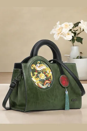 EXOTIC Women Textured Structured Leather Handheld Bag