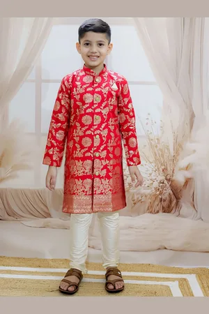 BownBee Boys Woven Design Sherwani Set