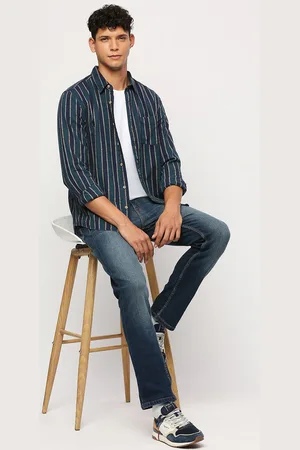 Pepe Jeans Vertical Striped Spread Collar Chest Pocket Casual Shirt