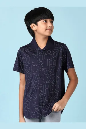 V-Mart Boys Spread Collar Typography Printed Cotton Casual Shirt