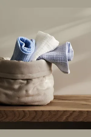 H&M Blue & White Boys 3-Pack Pure Cotton Muslin Comfort Blankets