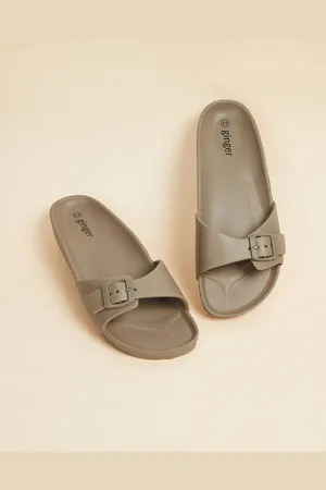 Lifestyle Women Buckled Rubber Sliders
