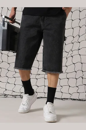 Hubberholme Men Washed Loose Barmuda Fit Carpenter Denim Shorts