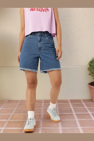 DressBerry Women Urban Cool Frayed Denim Shorts