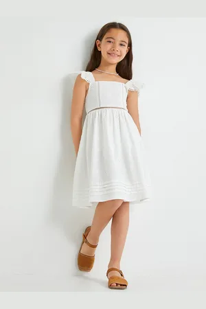 Koton Girls Cold-Shoulder Self Design Fit & Flare Dress