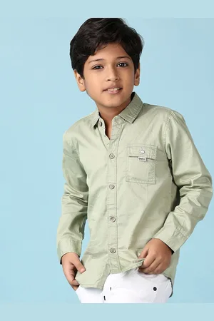 V-Mart Boys Spread Collar Solid Cotton Casual Shirt