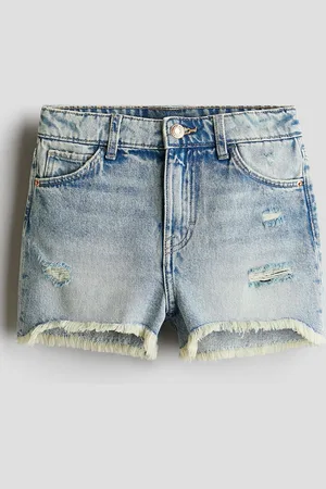 H&M Girls Raw-Edge Denim Shorts