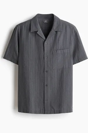 H&M Men Textured-Weave Resort Shirt