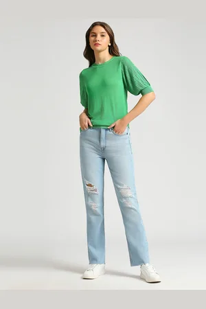 Pepe Jeans Self Design Cuffed Sleeves Top
