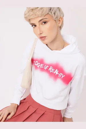 DressBerry Edgy Vibe Printed Cotton Terry Boxy Fit Hooded Sweatshirt