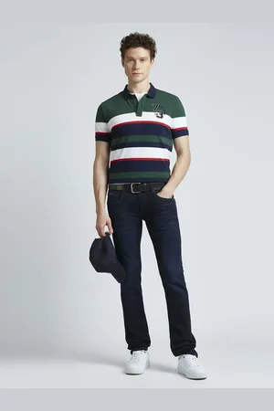 Pepe Jeans Men Striped Polo Collar Pure Cotton T-shirt