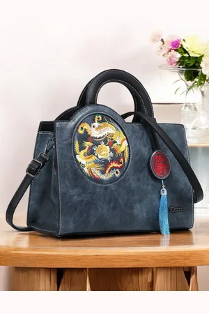 EXOTIC Women Textured Structured Leather Handheld Bag