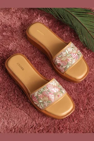 Anouk Women Embroidered Open Toe Flatform Sandals