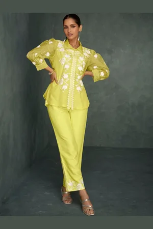AUTUMN LANE Embroidered Pure Cotton Top With Trousers