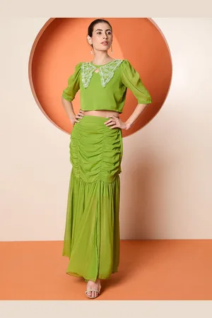 Antheaa Embellished Top With Skirt