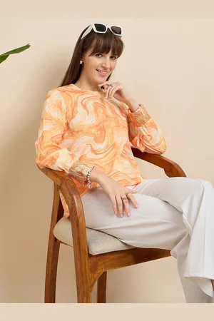 Mast & Harbour Women Abstract Printed Round Neck Top