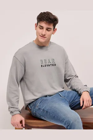 The Bear House Men Printed Round Neck Cotton Pullover Sweatshirt