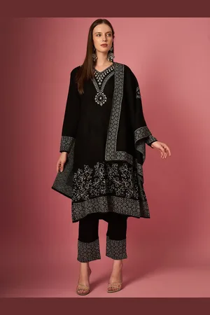 CLAPTON Floral Woven Design Regular Thread Work Kurta With Trouser With Dupatta
