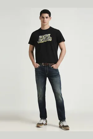 Pepe Jeans Men Typography Printed Round Neck Cotton Slim Fit T-shirt