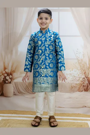 BownBee Boys Floral Printed Full Sleeve Sherwani Set