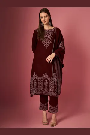 CLAPTON Floral Woven Design Regular Beads Work Kurta With Trouser With Dupatta