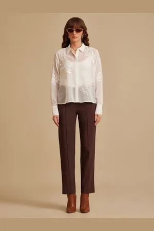 Kazo Women Floral Embroidered Casual Shirt